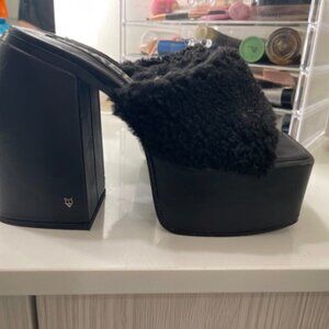Naked Wolfe Jenna Black Leather Platform Plush